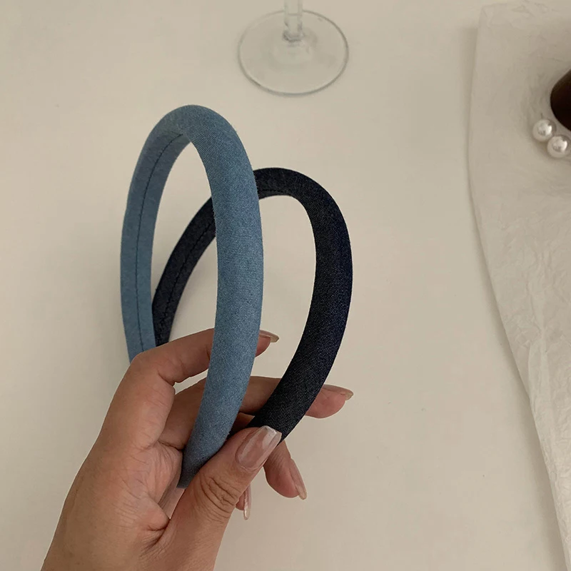 1pc/2pcs Neue Vintage Denim Gepolsterte Stirnband Dünne Kreuz Haarband Haar Seil Frauen Täglichen Haar Zubehör