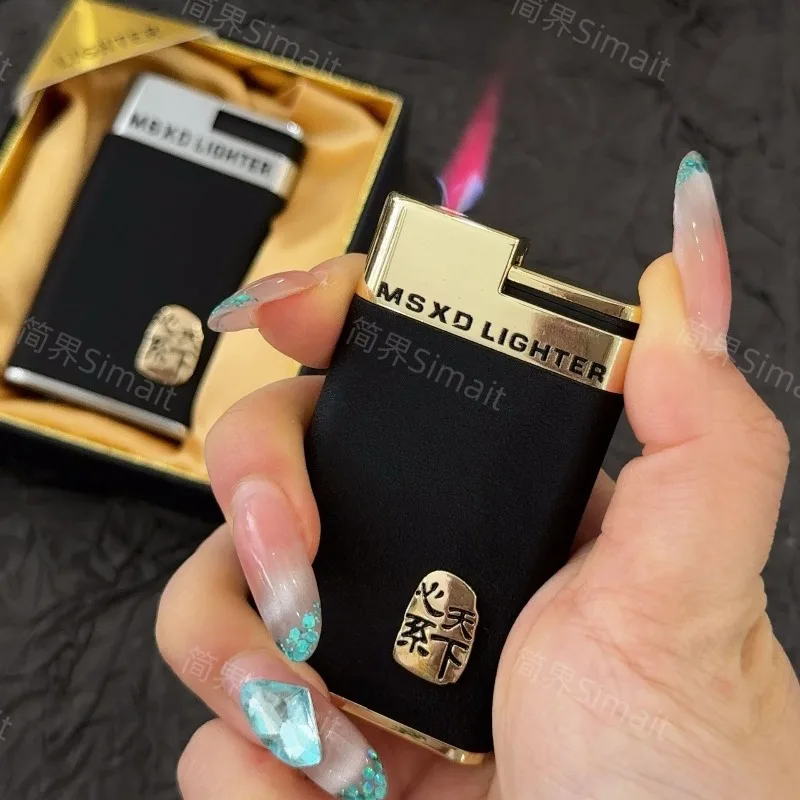Heart of The World Ultra-thin Classic Matte Inflatable Windproof Lighter Pink Flame High-end Gift for Boyfriend