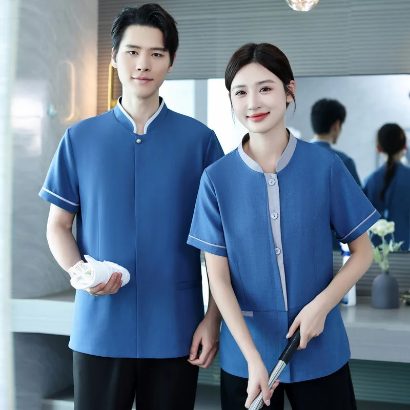 호텔 객실 청소원 유니폼 프로퍼티 호텔 몰 공공장소 위생 작업자 유니폼 여름 짧은 소매