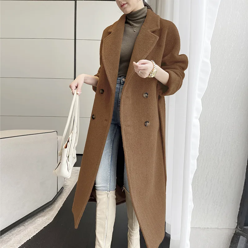 

M Peruvian Camel Fleece Coat Women's Albaca Camel Hair New Thickened Woolen Coat