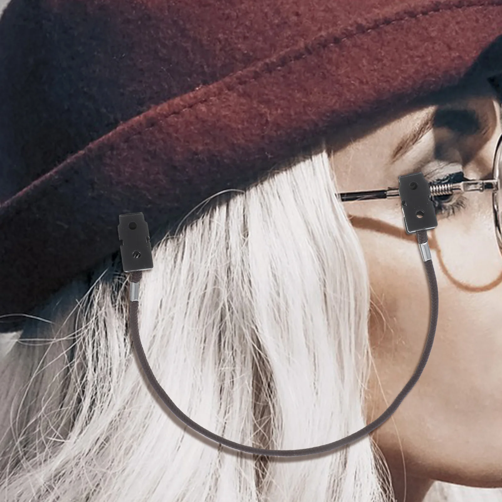 

2Pcs Eyeglass Strap Windproof Hat Clip Anti Lost Chin Strap Brown Glasses Holder for Outdoor Sports Travel Glasses Straps