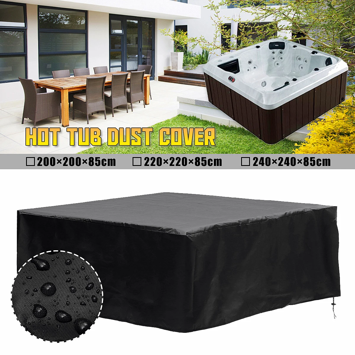 

Universal Hot Tub Dust Cover Waterproof Bathtub Cover Furniture Protector Dust Cover Outdoor Sunshade Spa Pool Cover