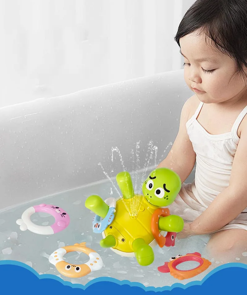 Bathtub Turtle Electric Water Spraying Rotating Turtle Set Toy Splash Bath Toys Cute Swimming Turtle Toys Bathtub Toys for Kids