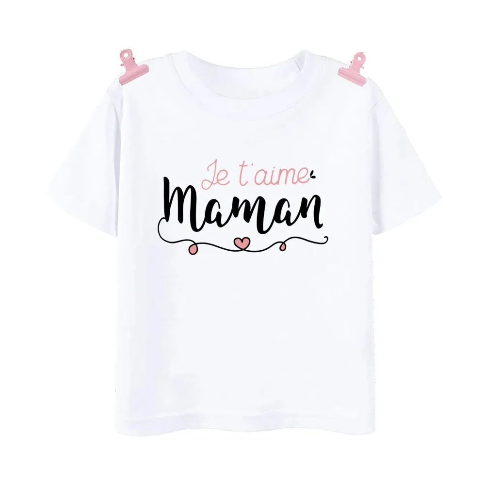 Camiseta con estampado para niños y niñas, camisa blanca de manga corta, Top Harajuku de dibujos animados, cuello redondo