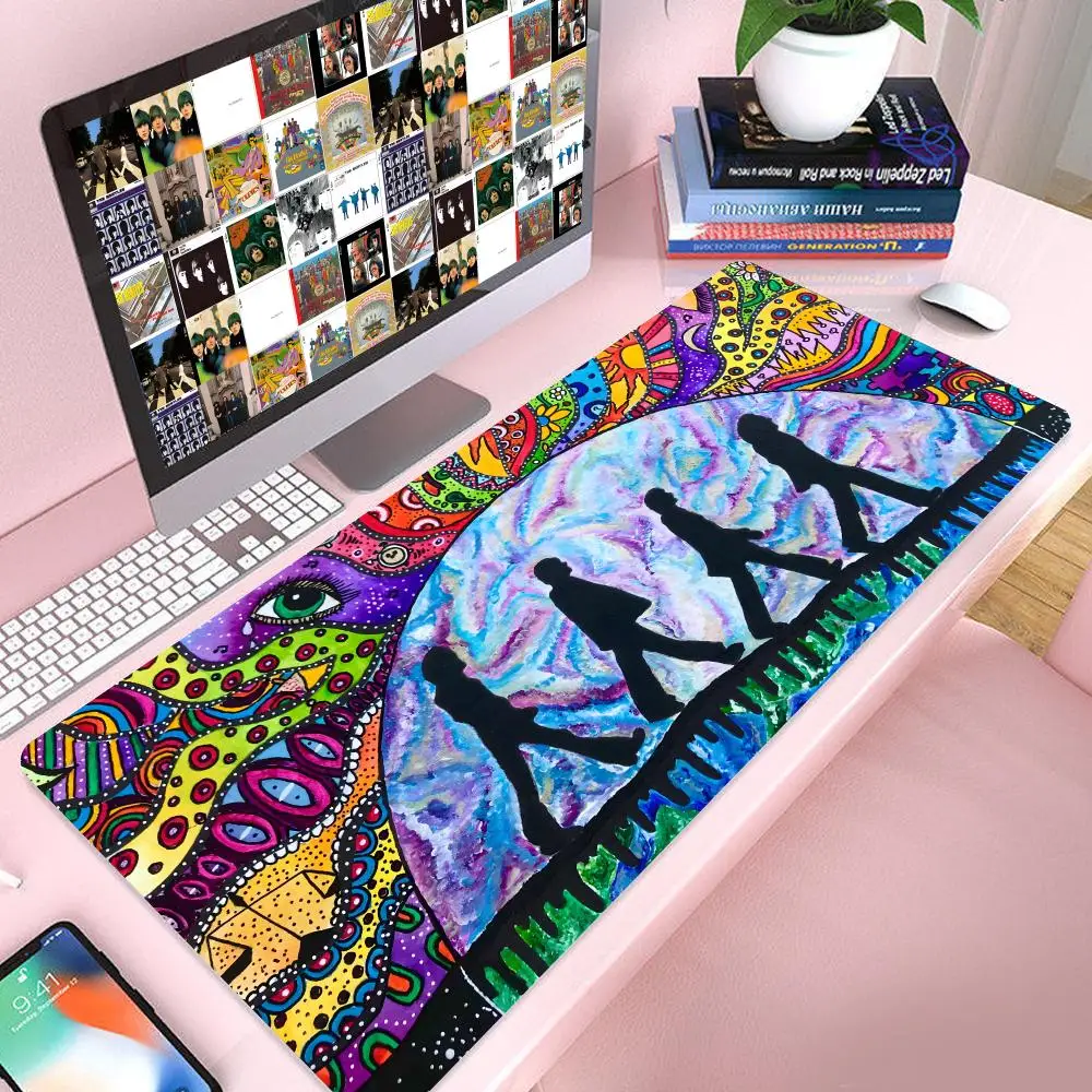 Computer Gaming Game Cushion Mouse Mat Pad Painting XXL Colored Gamer Desk Desktop Office Pads Mats Large Table B-Beatles-S Big