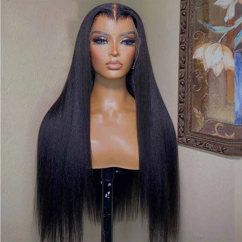 

Long Soft Black Glueless 30'' Natural Straight 5x5 Silk Base Jewish Human Hair Wig Baby Hair HD Lace European Hair Preplucked