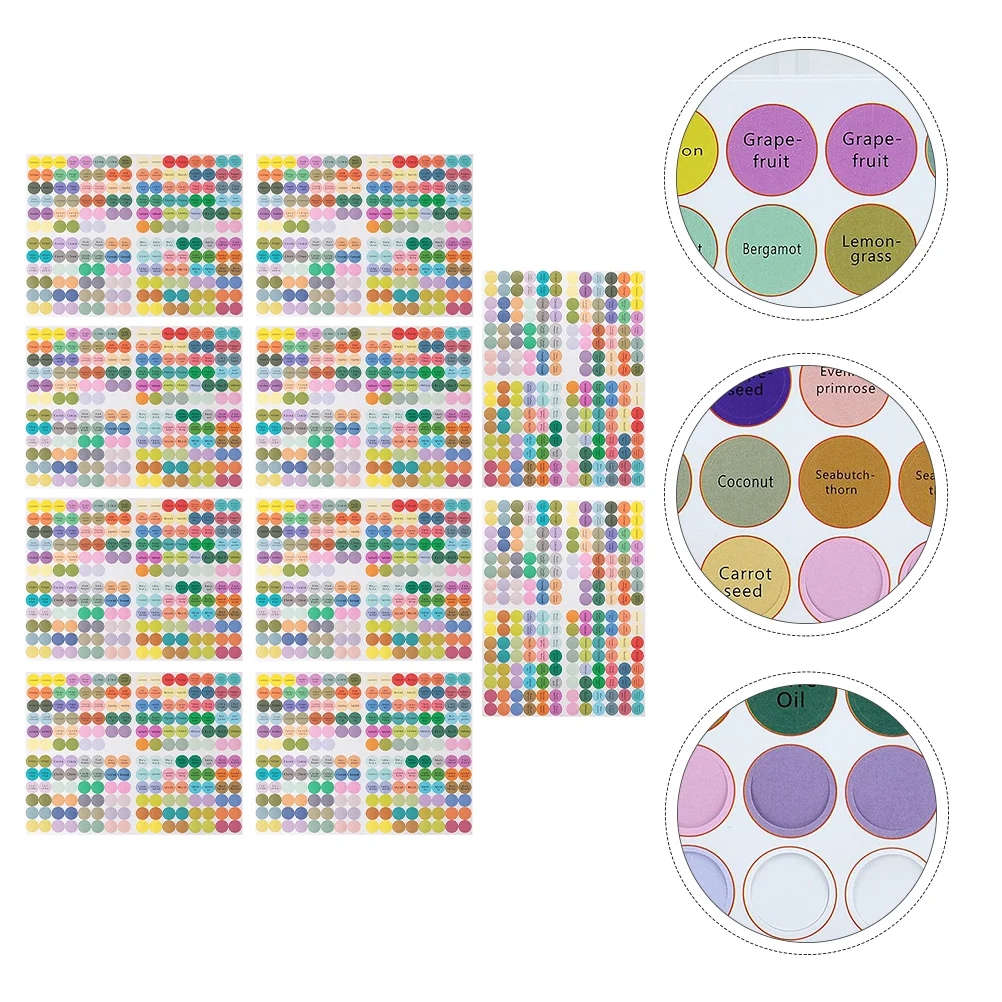 10 Pcs Essential Oil Stickers Labels Colored Circle for Bottles Adhesive Packaging Canned