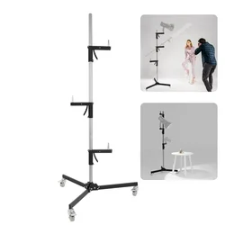 SH 63cm-190cm Gun Grip Light Stand 1/4 and 3/8 Screw With Wheels Folding Tripod For Studio Flash LED Light Softbox COB Light