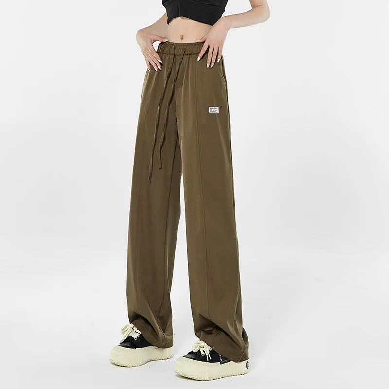 

Мужские свободные брюки из ледяного шелка с широкими штанинами, быстросохнущие спортивные брюки, прямые повседневные длинные брюки, летние брюки для кондиционированных помещений