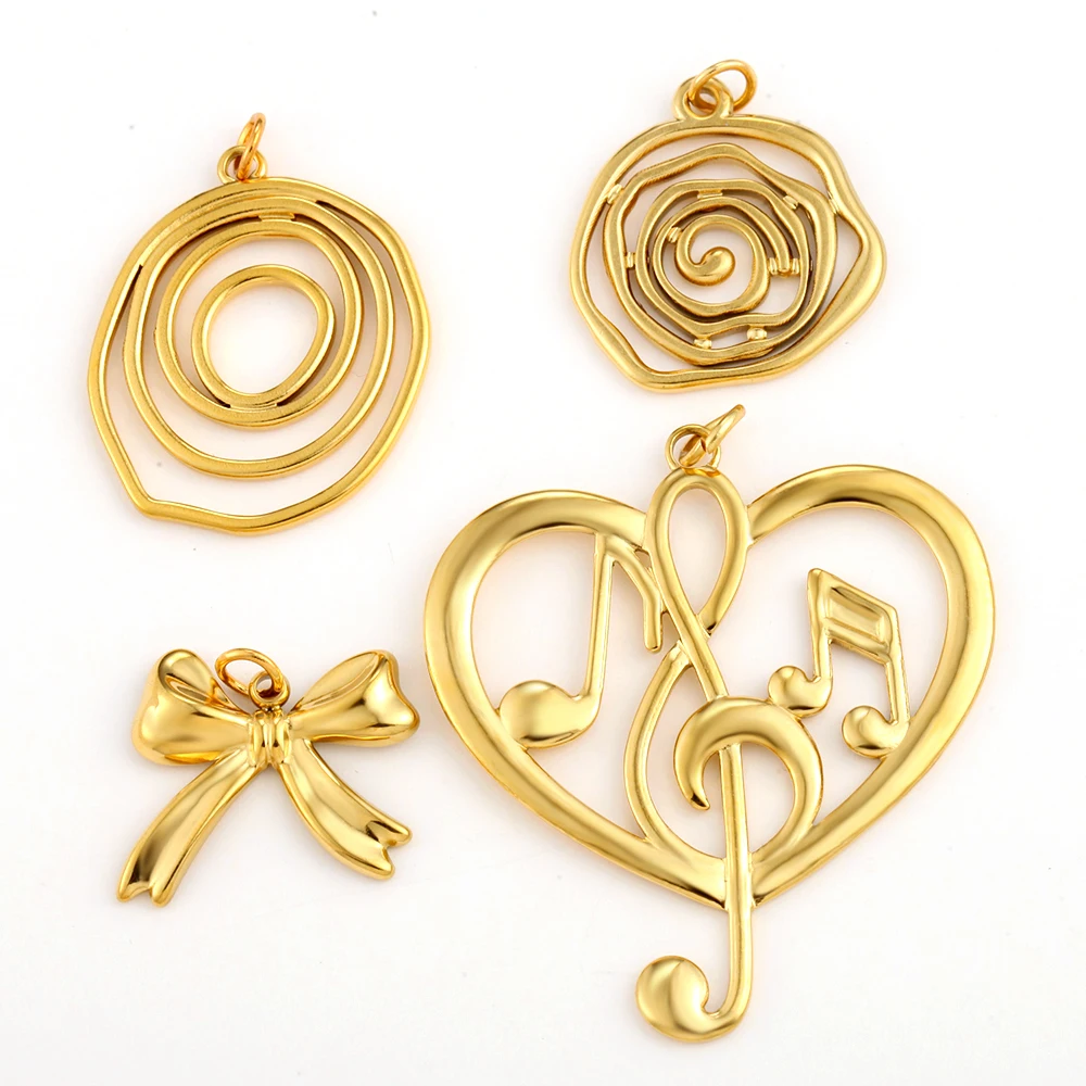 High Quality High-end Stainless Steel Bow Heart-shaped Pendant DIY Pendant Necklace Fashionable Women's Jewelry Gifts Trend 2025