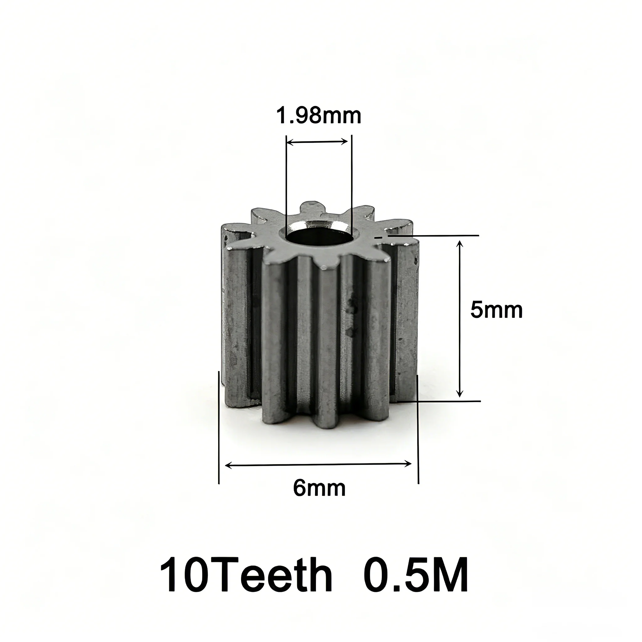 10Z 0.5M Steel Metal Gear OD=6mm 10 Teeth Hole 2mm DIY Repair Motor Shaft Pinion 102A
