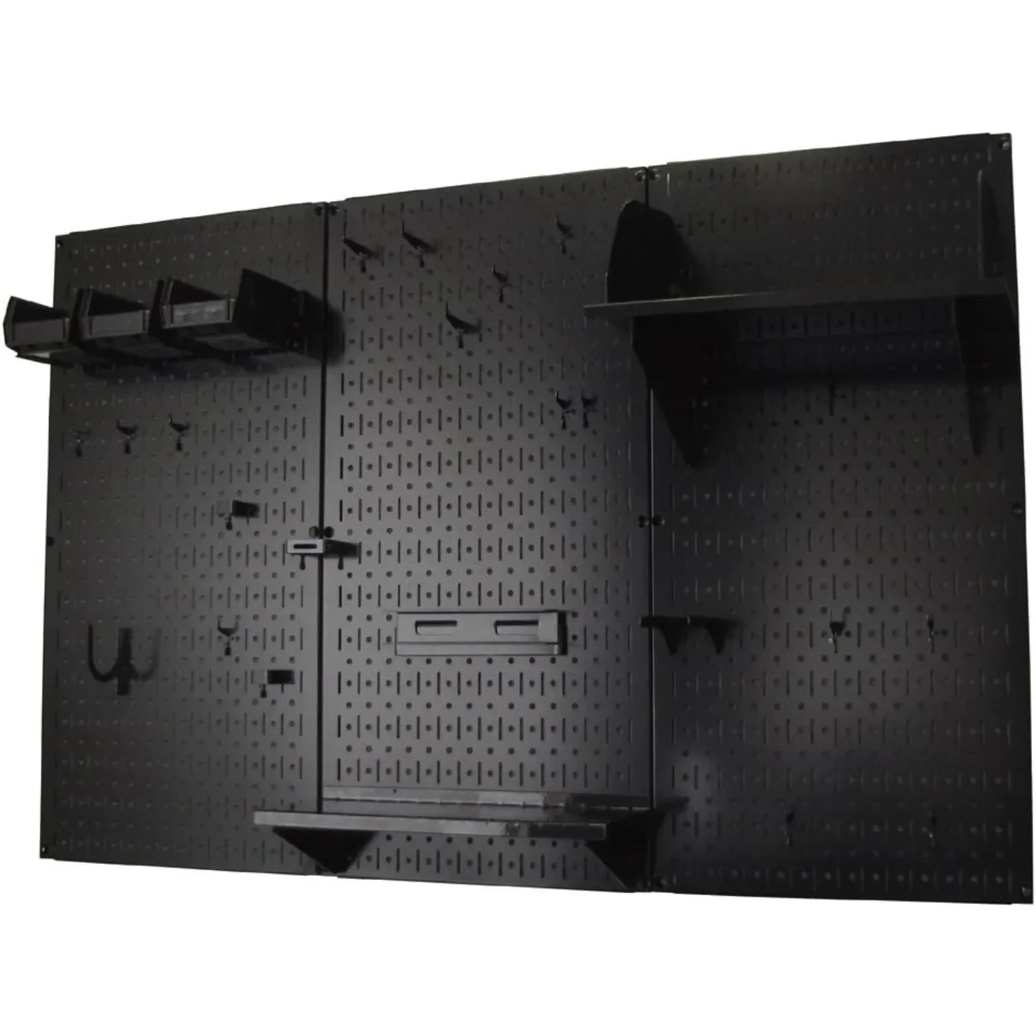 Pegboard Organizer Wall Control 4 Ft. Metal Pegboard Standard Tool Storage Kit with Black Toolboard and Black Accessories