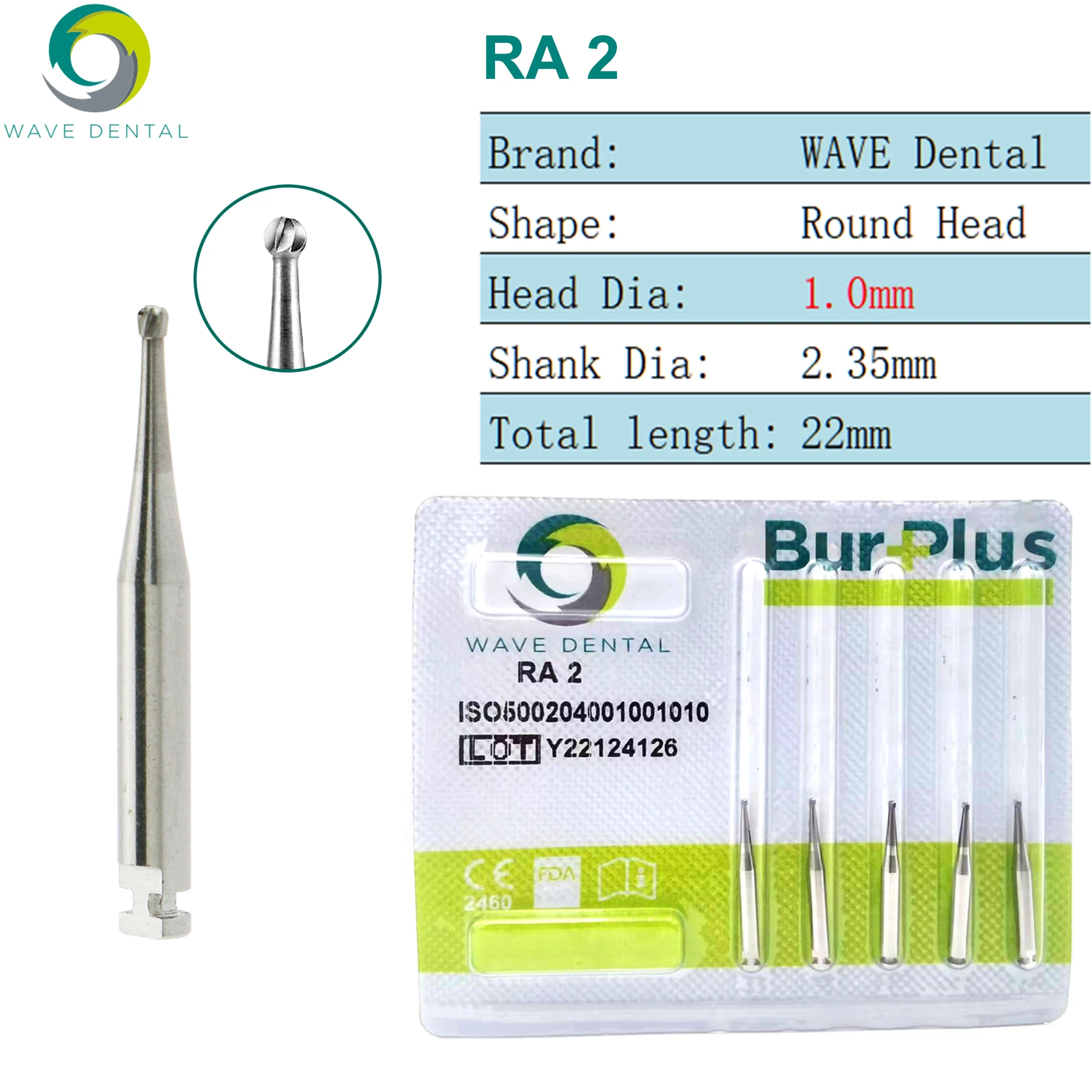 WAVE Tandheelkundige Burs Wolfraamcarbide Lage Snelheid Bur Tandheelkundige Aardbeien RA Ronde Bal Hoofd Tandheelkunde Boor Voor Tandarts 5 stks/pak