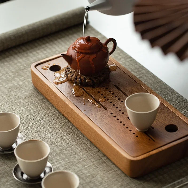 Walnut water storage dry tea table solid wood wooden square coaster teacup plate Japanese tray whole wooden plate