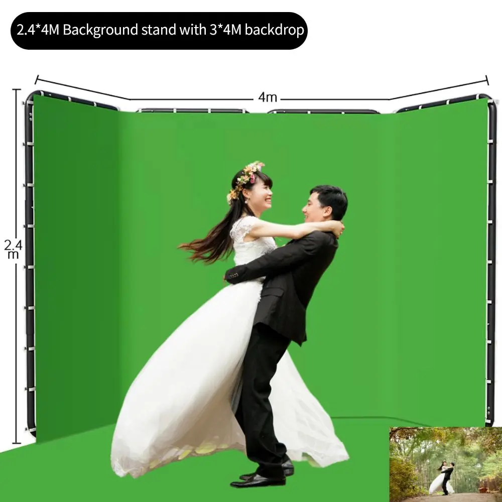 2.4x4 Background Frame black/white/Green/gray Screen Wall Foldable For Tiktok Live Photo Studio Kit Chromakey Green Screen Frame