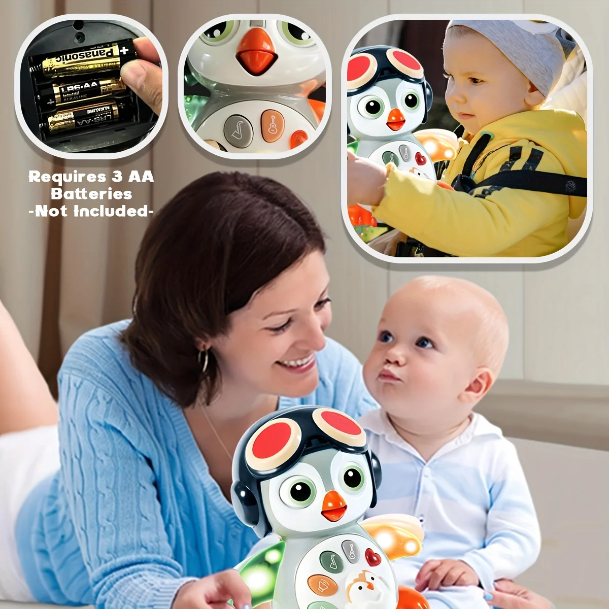 춤추고 움직이고 걷고 기어다니는 펭귄 장난감, 기어다니는 법 배우기 인터랙티브 발달 장난감, 할로윈/크리스마스 선물