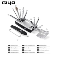 Giyo 12 in 1 Bicycle Repair Tools Kit Portable MTB Bike Mini Cycling Multitool Hex Spoke Screwdrivers Tyre Lever Allen Wrench