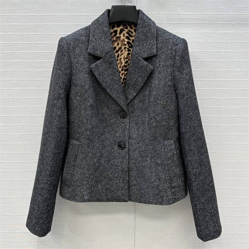 معطف نسائي شتاء جديد 2025 صدر واحد نحيف طية صدر السترة بأكمام طويلة مزيج الصوف بدلة نسائية سترة y2k سترة نسائية #1