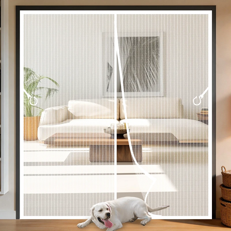 Summer Oversized Perforated White Home-Style Bedroom Magnetic Thick High-Definition Mosquito-Proof Curtain