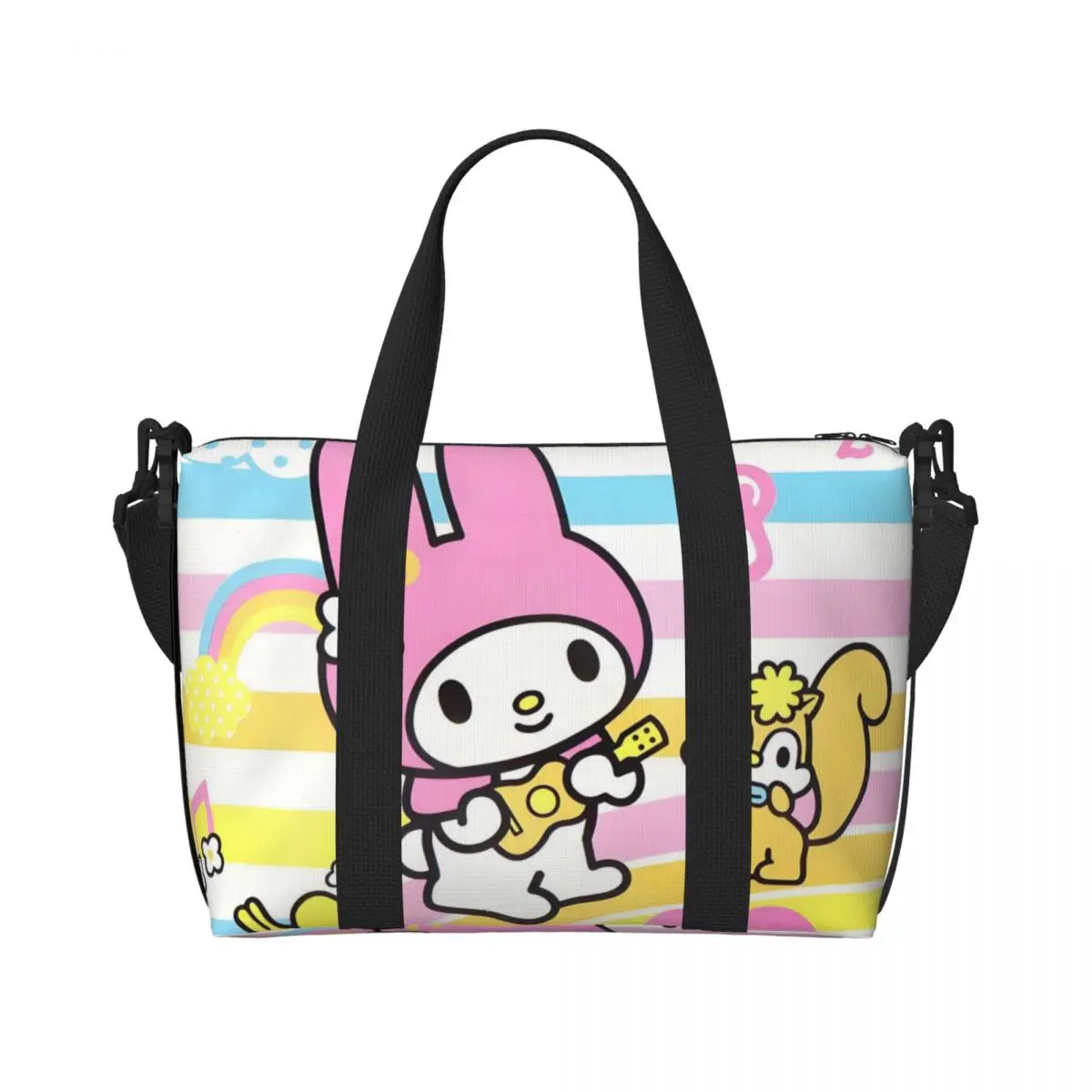 

Custom Pink Melody Beach Tote Bag Women Extra Large Gym Carry On Kawaii Design Cartoon Movie Travel Shopping Bags