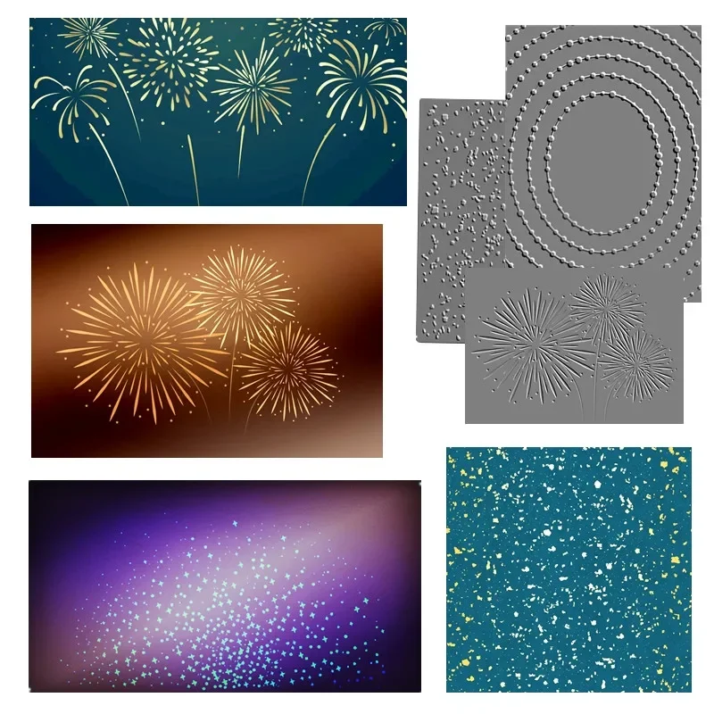 

New Christmas Hot Foil Fireworks Party Background Scrapbooking Embossing Frames Greeting Card Craft Halloween Metal Cutting Dies