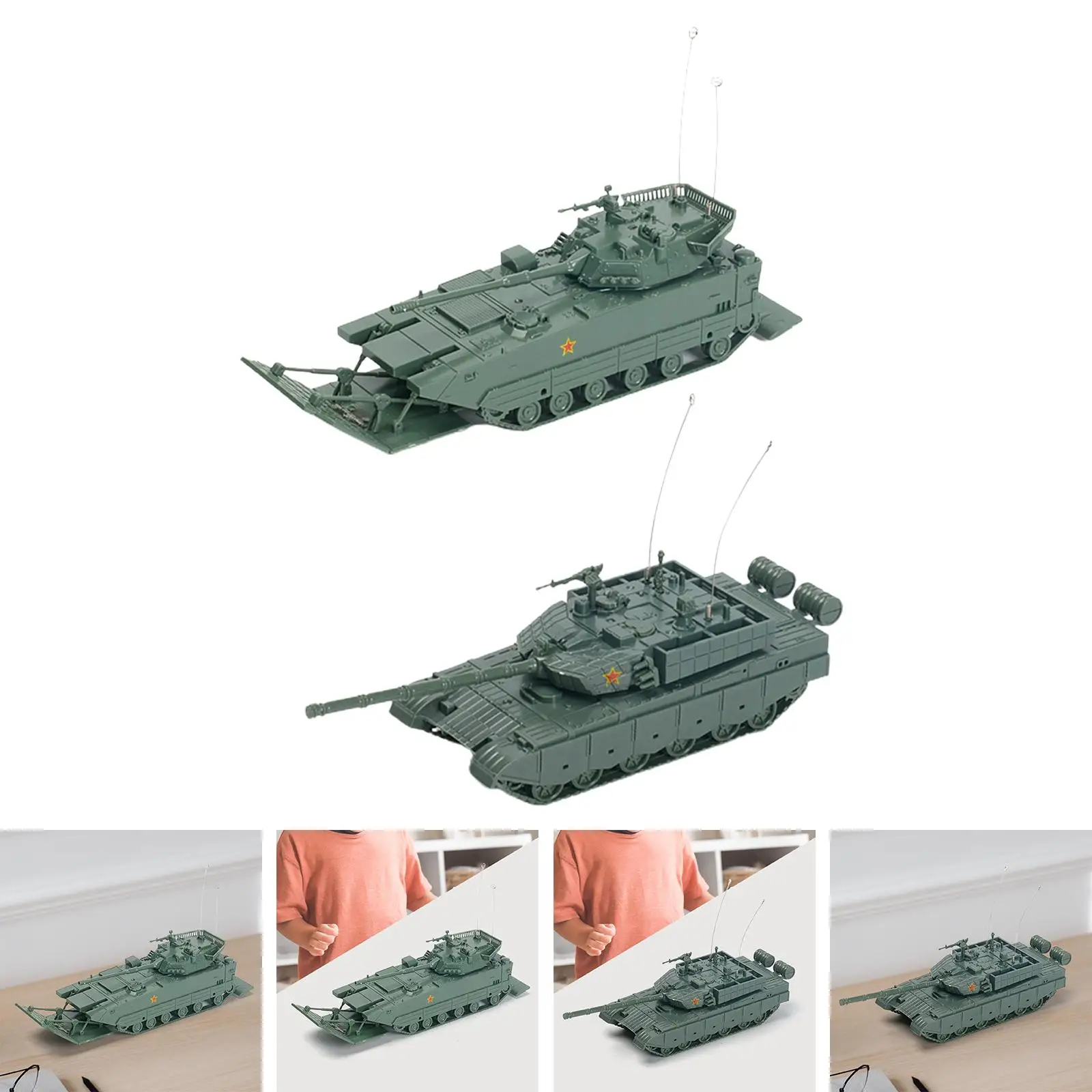 1/72 Scale DIY Assemble Education Toy Building Model Kits Armored Tank Model for Gift Party Favors Collectibles Kids Display