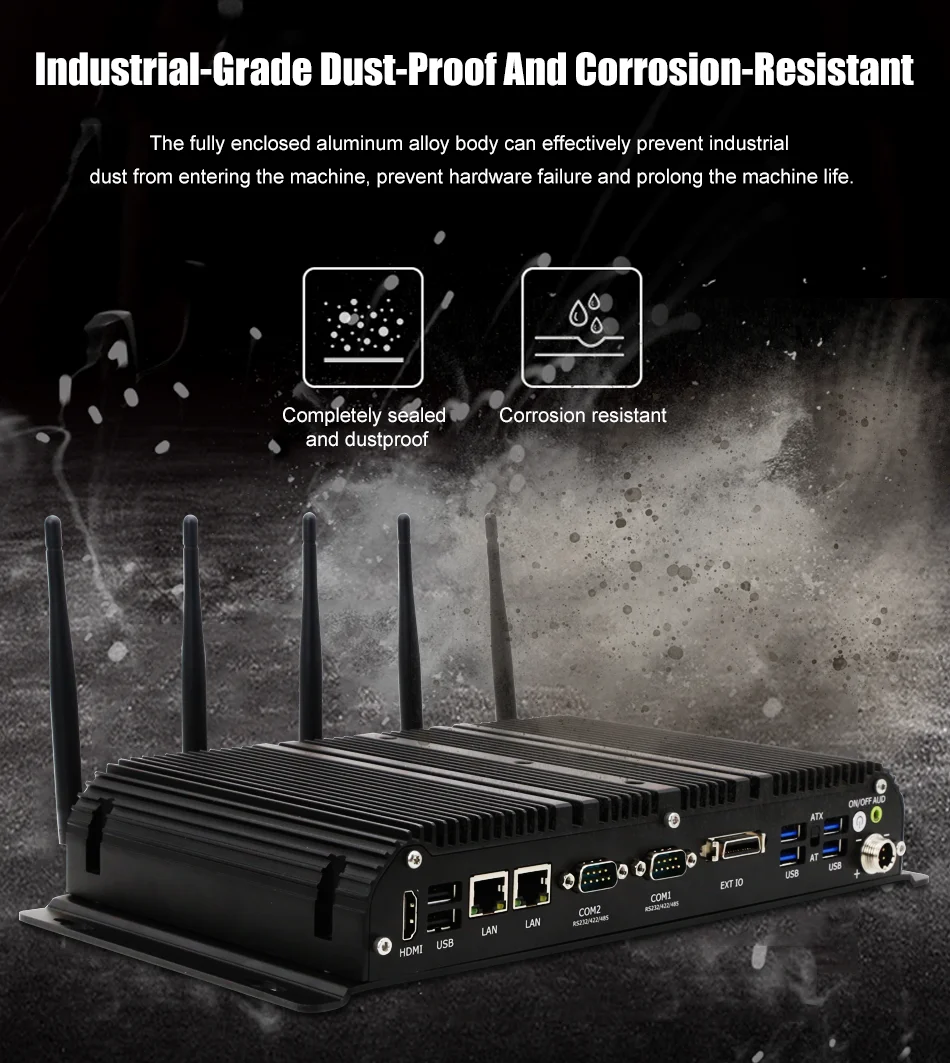 Intel Core i9 1195G7 كمبيوتر صناعي متين بدون مروحة 10 اتجاهات GPIO RS232/RS485 COM Dual 2.5G N100 كمبيوتر مضمن للمحطات 5G