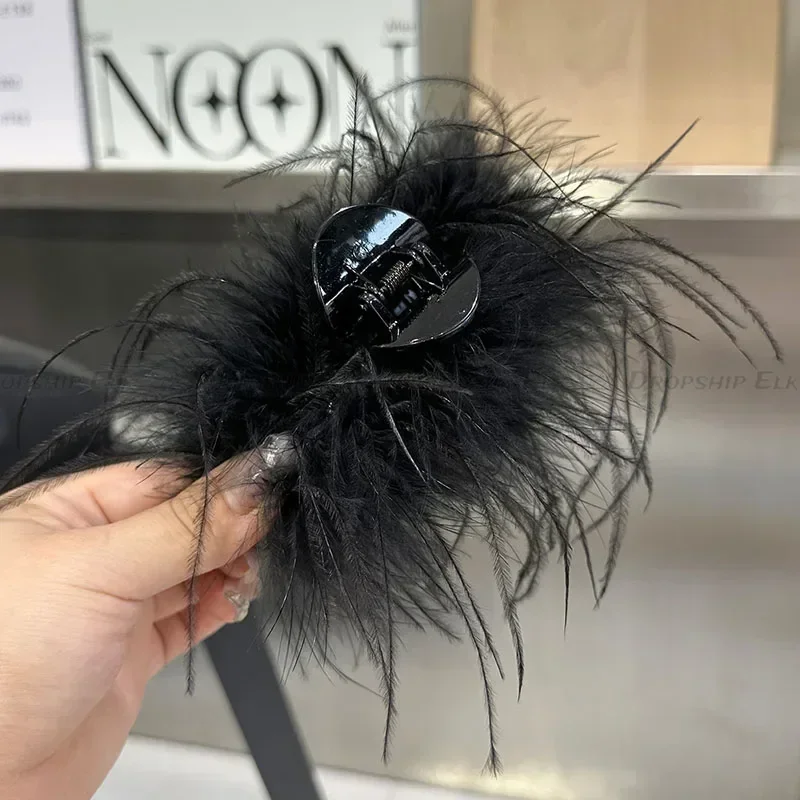 Super fada pena garra de cabelo macio pelúcia tubarão clipe senhoras caranguejo grampo de cabelo volta cabeça presilhas novo rabo de cavalo acessórios para o cabelo