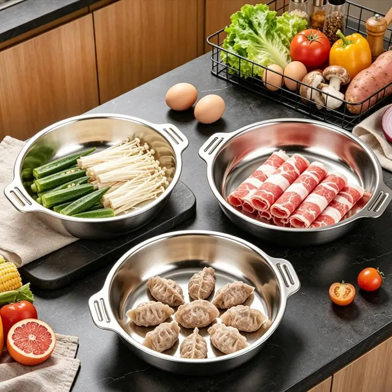 Runder Edelstahl-Lebensmittelbehälter mit Deckel, luftdichter Behälter für Reste, Snackbox, Kühlschrank, Küchenutensil.