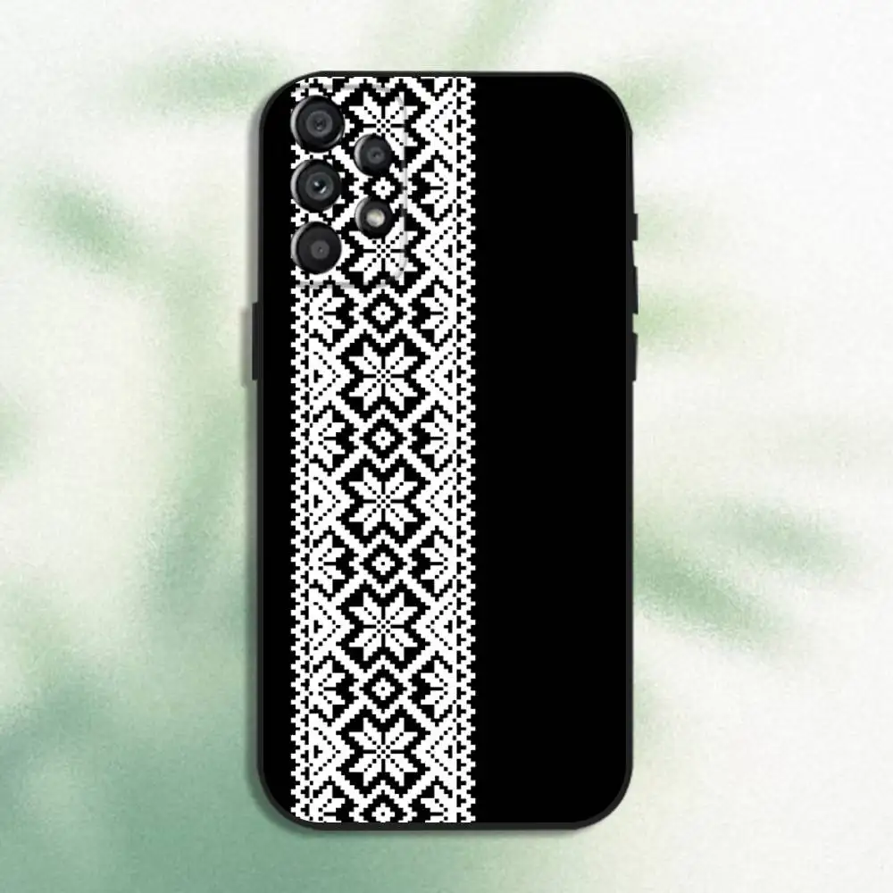 U-Ukraine Ornaments P-Pattern جراب هاتف لهاتف سامسونج جالاكسي A20، A21s، A22، A31، A32، A52، A53، A72، 73، A80 غطاء أسود ناعم
