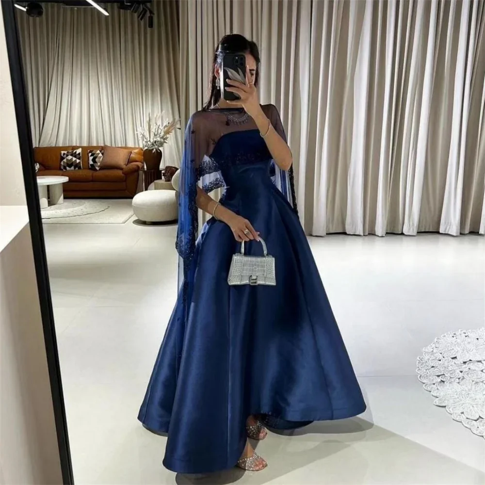 

Customized Formal Dress Evening Saudi Arabia Strapless Ball Ankle Length Skirts Tulle Draped Sleeveless Embroidery Bespoke Occas