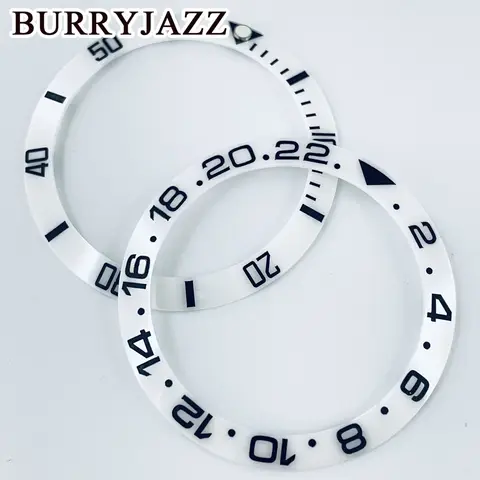 BURRYJAZZ 38 mm vit sluttande dykare GMT keramisk infattning SUB-infattning passar 40 mm boett NH35 NH34 automatiskt urverk 10 best sales 35 mm raminsats - №8