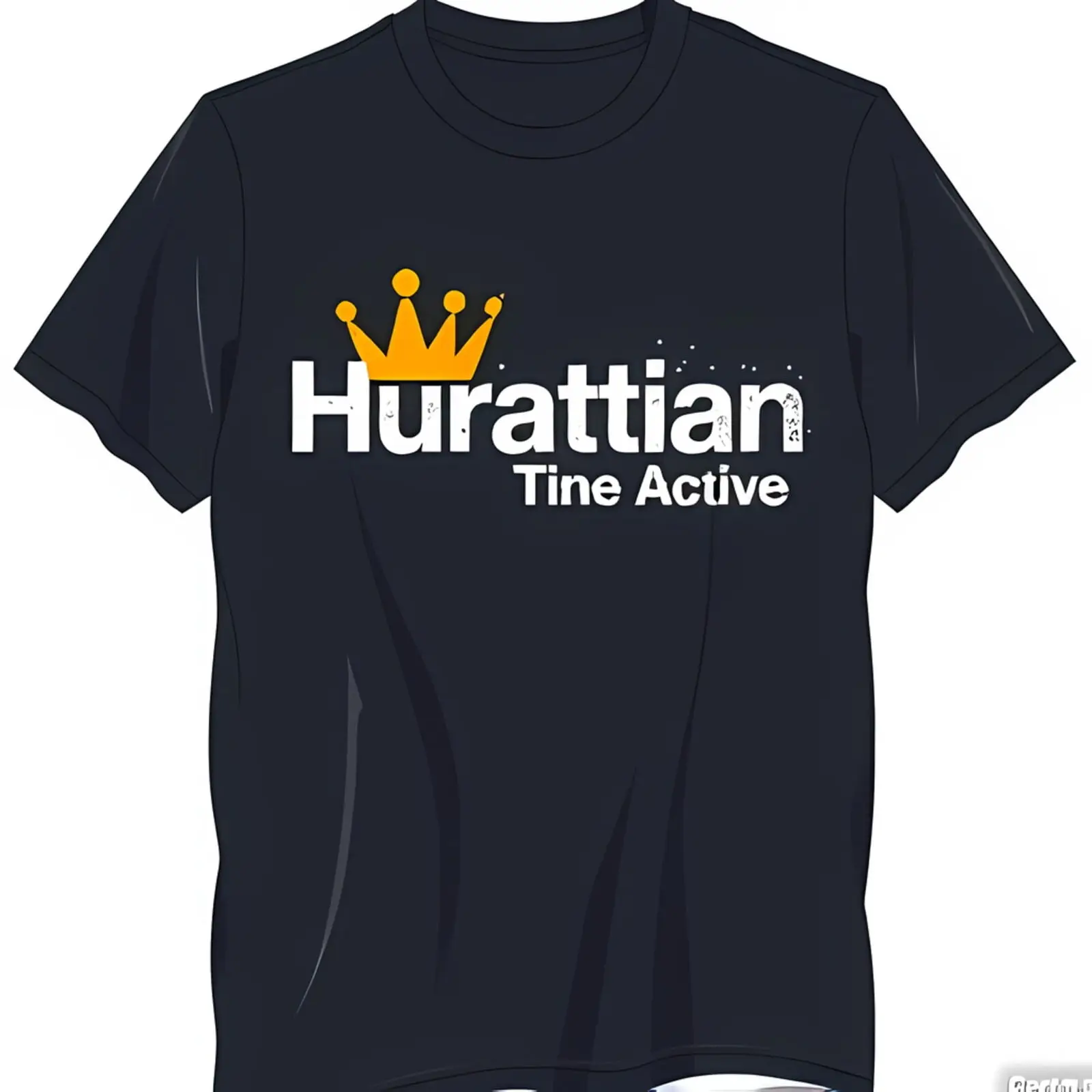 Stylish Black T-Shirt with Bold Yellow Crown & White 'Hurattian Tine Active