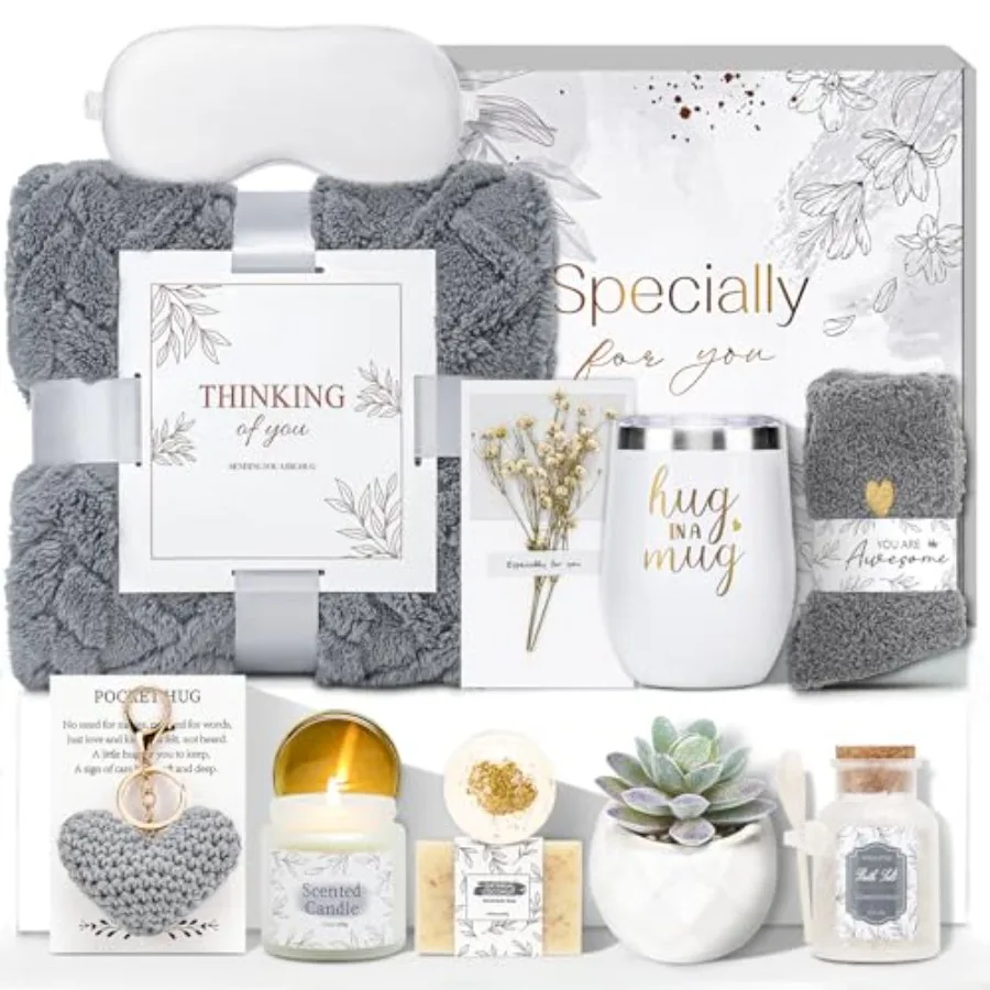 

Get Well Gifts for Women Self Care Gifts Basket - Relaxing Spa Care Package After Surgery Mothers Day gifts - Feel Better Sympa
