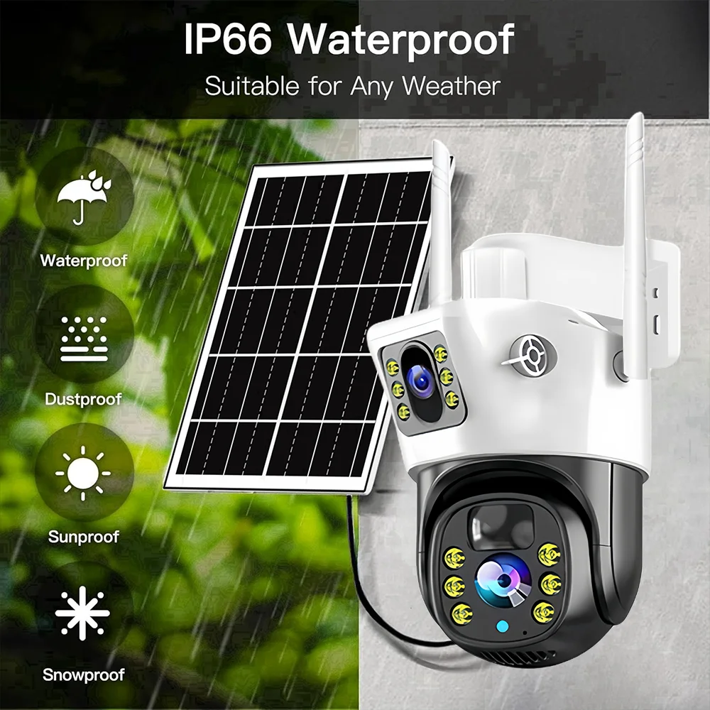 8MP 4G Camera With Solar Panel V380 Pro Outdoor Surveillance IP Camera Support Color Night Vision PIR Motion Detection V380 Cam