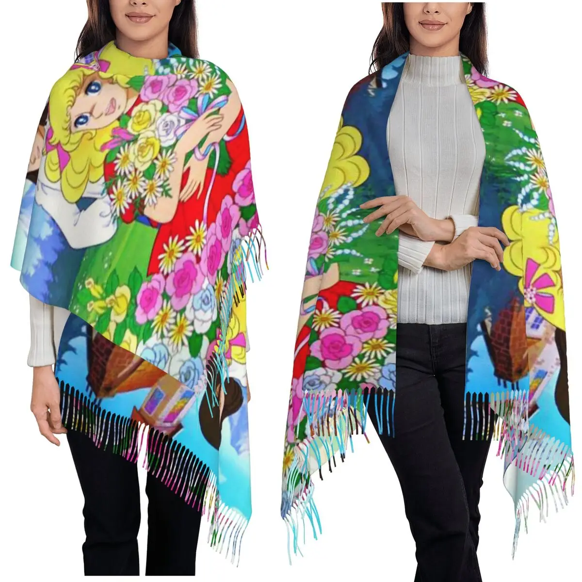 

Candy Candy Anime Manga Scarf Tassel Scarves Women Soft Warm Shawls and Wraps Large Fall Winter Shawl Wrap