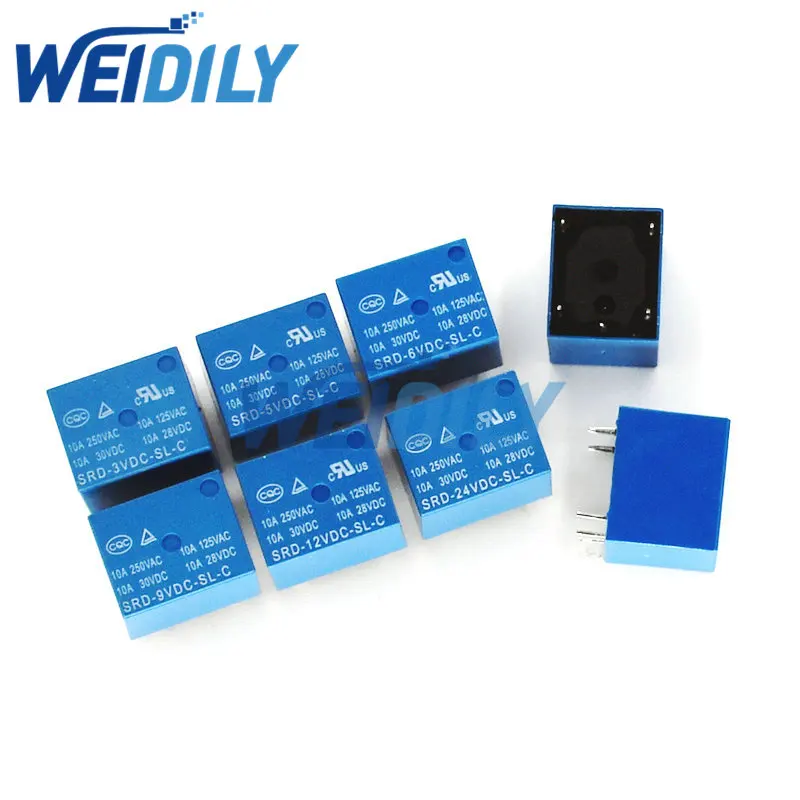 3PCS SRD-03VDC-SL-C SRD-05VDC-SL-C SRD-06VDC SRD-09VDC SRD-12VDC-SL-C SRD-24VDC-SL-C SRD-48VDC Relay T73 5pin 10A DC Power Relay