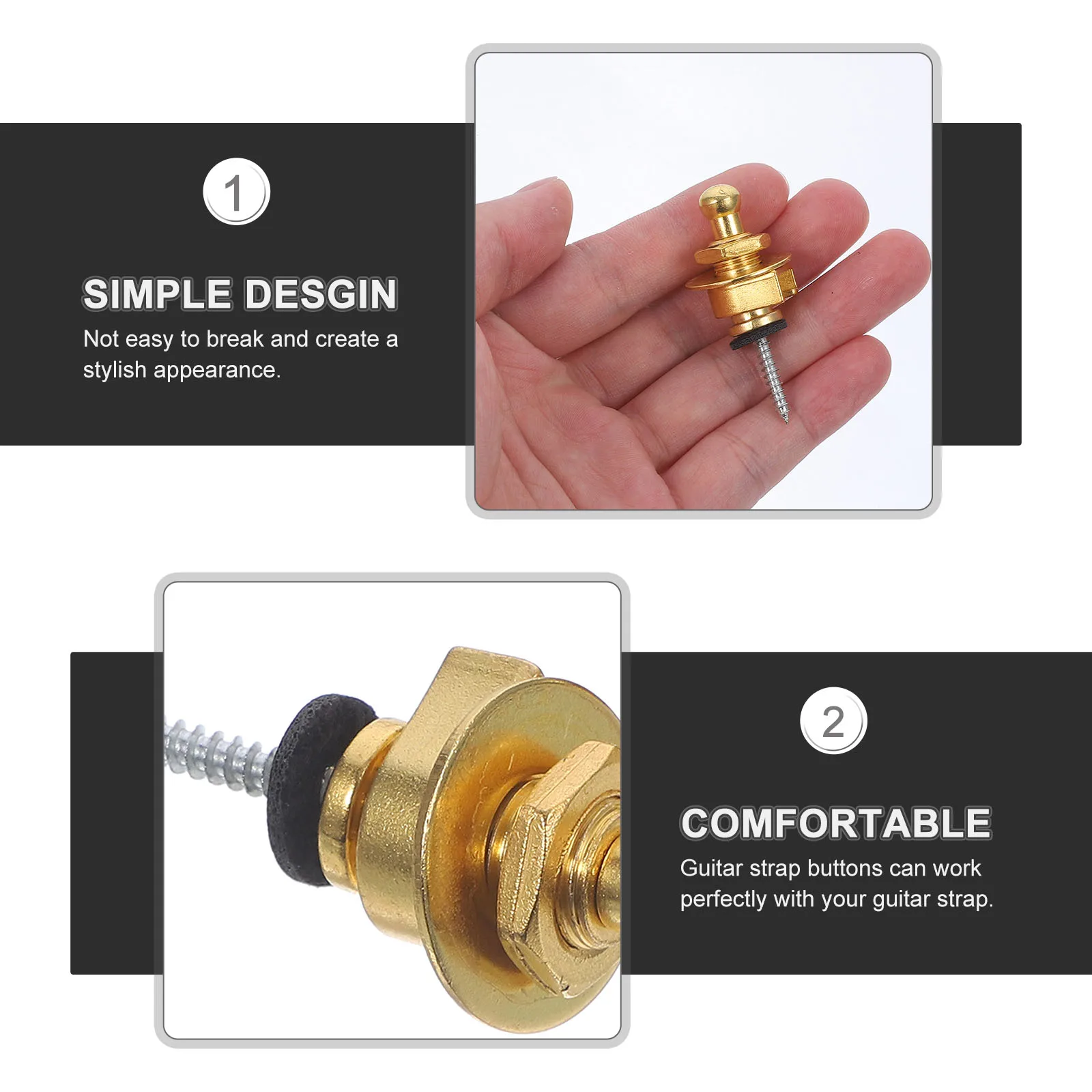 

2pcs Strap Locks Metal End Pins Acoustic Electric Guitar Bass Ukulele AntiSlip Buttons Compatibility Guarantee