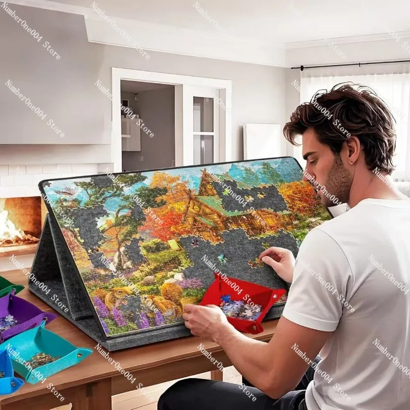 

Специальный рабочий стол для пазлов, универсальная версия, 1000 элементов, складная утолщенная доска для сортировки пазлов, коробка для хранения пазлов