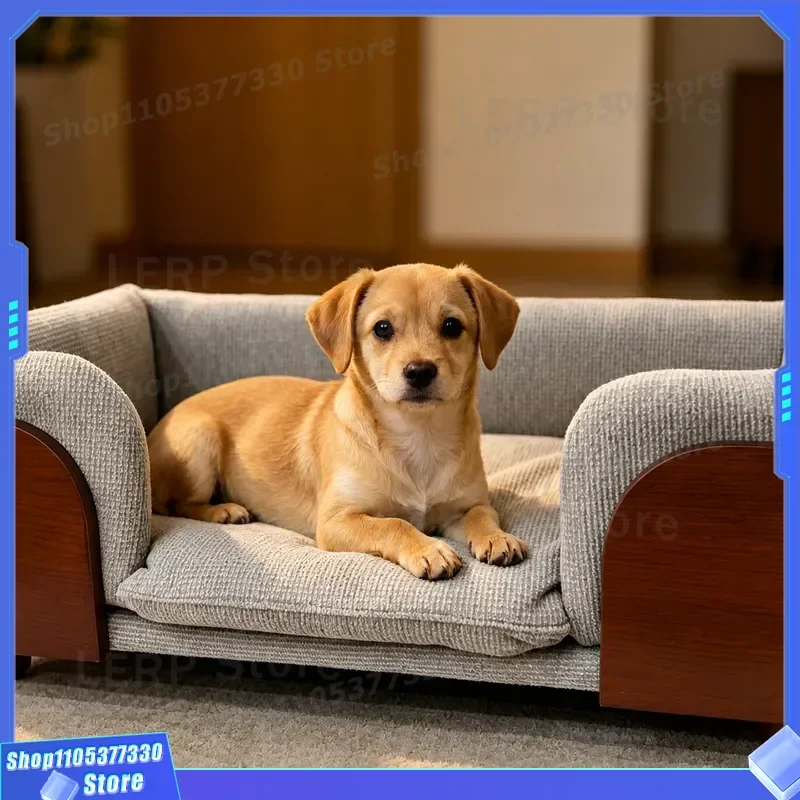 Solid Wood Cat Bed Removable Washable Pet Nest High End Dog House Durable Wooden Crate for Small Animals Comfortable Sleeping