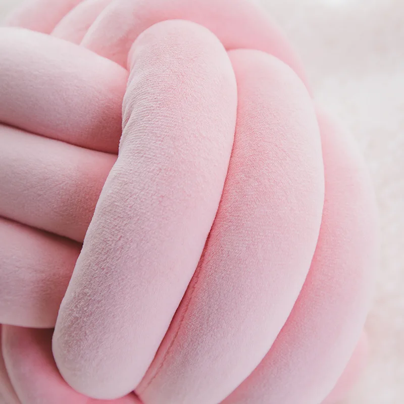 Pink Knot Pillow Photography Props Handmade Woven Ball Throw Pillow Decorative for Sofa Home Decor Valentine\'s Days Gift Pillow