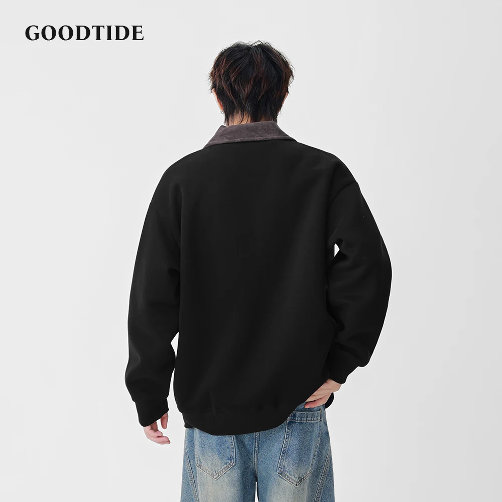 Fashion Men's Casual Full Zip Jacket 2025 Winter New Contrast Collar Comfortable Soft Long Sleeve Outerwear Top