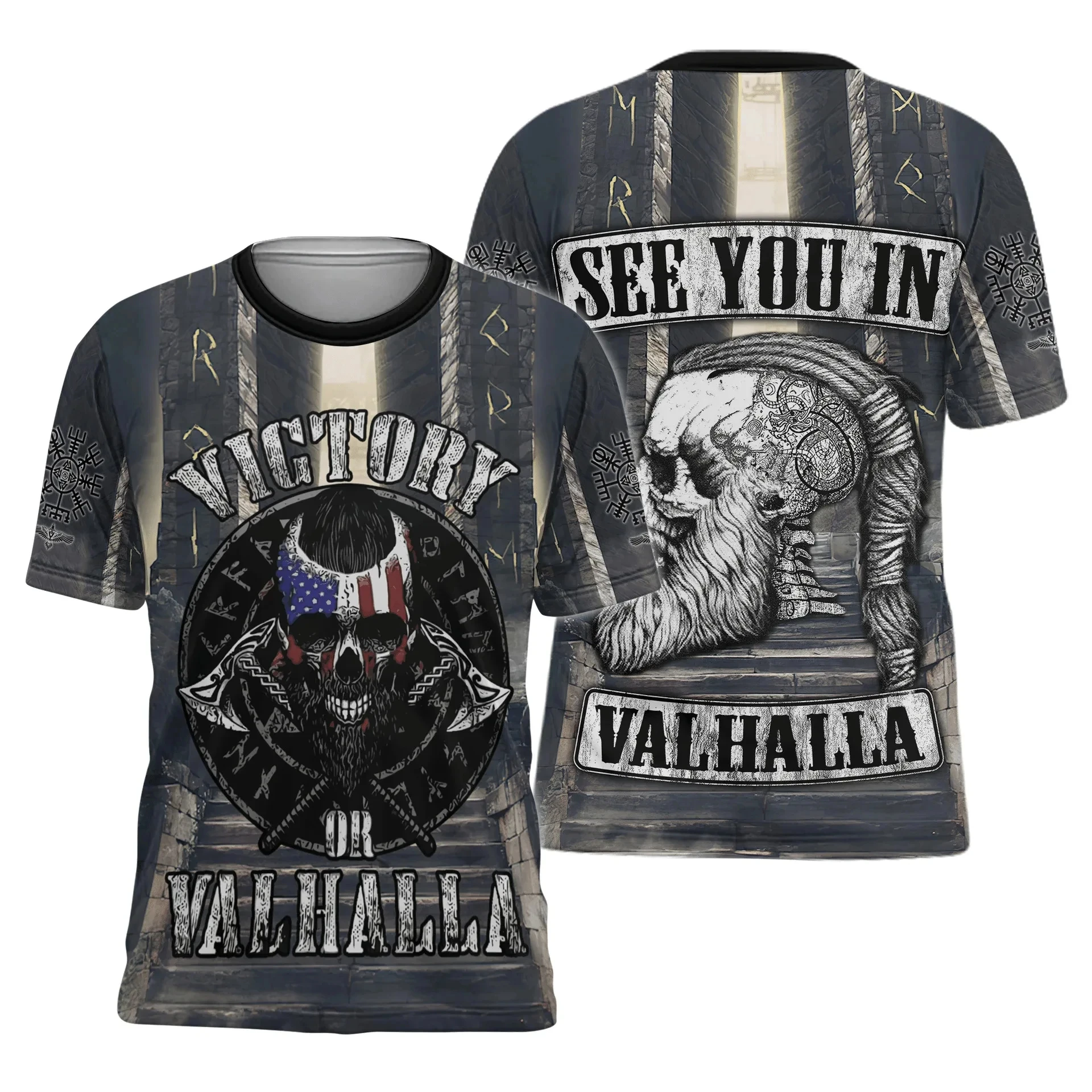 Viking Myth Valhalla Totem T-shirts 3D Print Men\'s Personality Streetwear O-Neck Y2k Summer Fashion Cool Tattoo Unisex Clothing