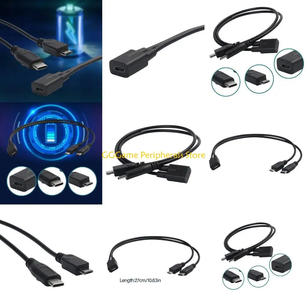 

U55B Multifunction Charging Cable Tiny USB Female To Type C Male & Tiny USB Male Supports 5V2A for Multiple Devices