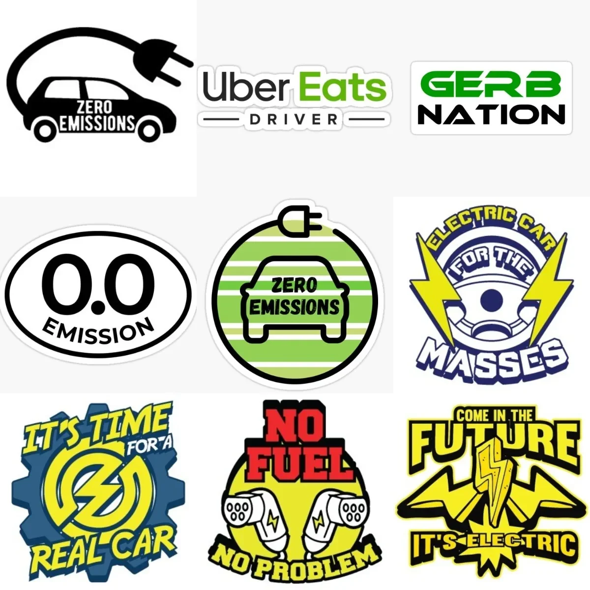 

Zero Emissions Electric Vehicle Creative PVC Waterproof Stickers Accessories for Covered Scratch Decorate Car Wall Van Bicycle