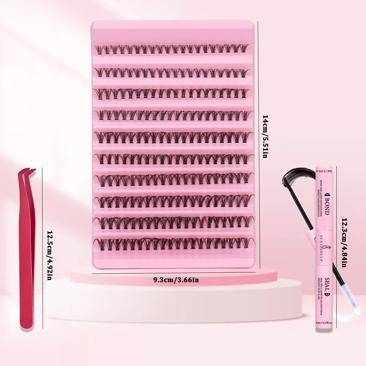 Zestaw do przedłużania rzęs 200 sztuk, kępki rzęs 30D 40D, naturalne, z klejem i utrwalaczem, pęseta do rzęs, rzęsy pojedyncze, efekt wispy.