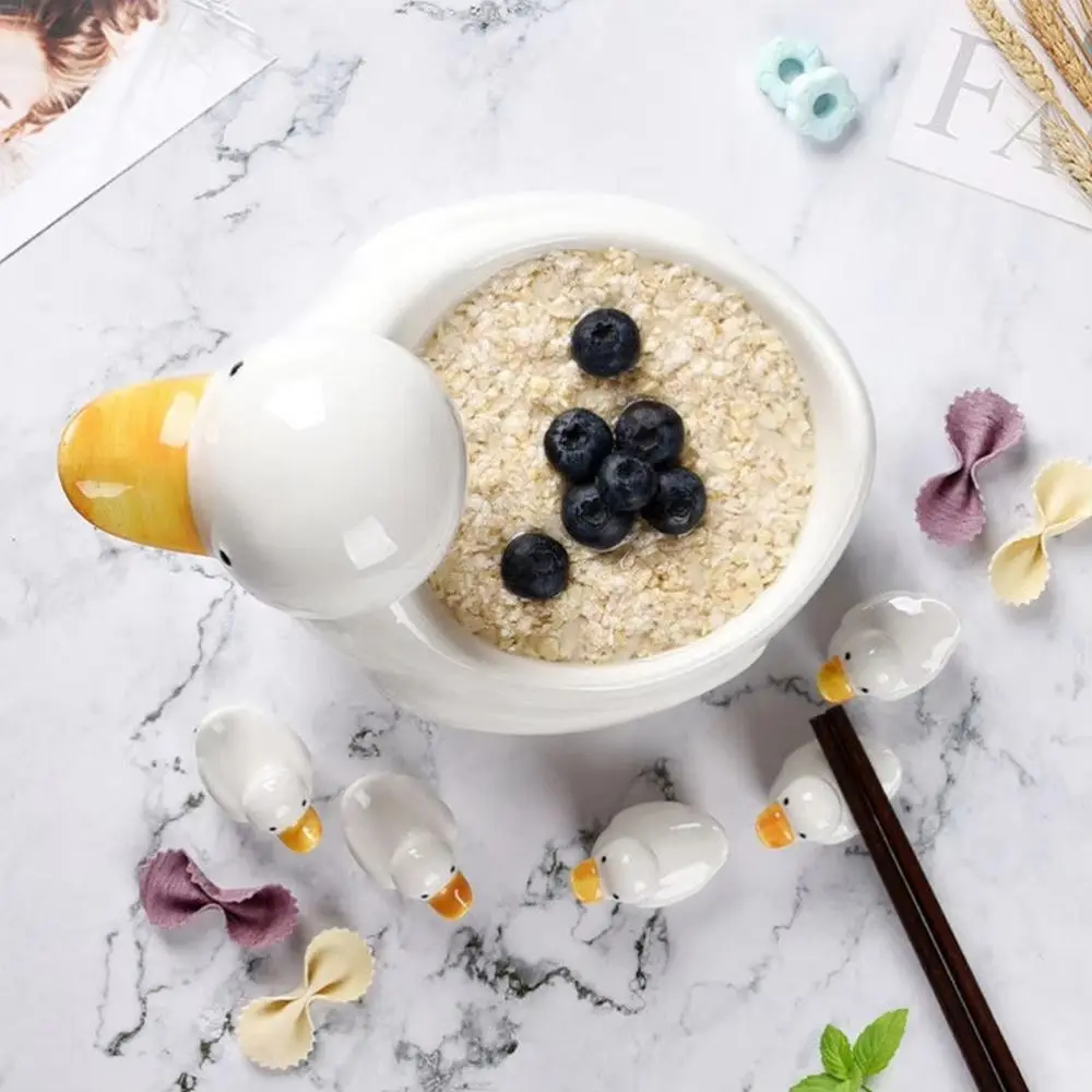 Creative Ceramic Chopstick Stand Cartoon Duck Shape Duck Chopstick Holder Practical Mini Size Writing Brush Pen Holder