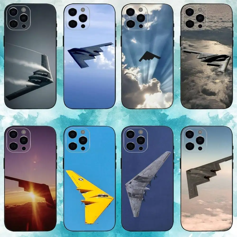 

B-B2 Bomber Plane N-Northrop Phone Case For iPhone17,16,15,14,13,12,11 Plus,Pro Max Soft Black Cover