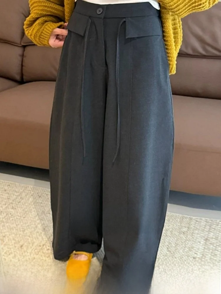 

High Waist Straight Leg Casual Drapey Knife Pants Women's Suit Wide Leg Trousers Tag Removed Korean Style Commute Wind