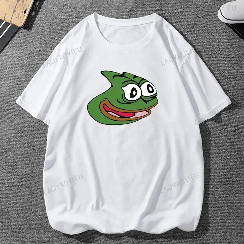 Pe Pe The Frog Meme Emote Cotton Men's Clothing Vintage Fashion Frog Animal Ladies Summer Kawaii Tees Funny Gift Casual Shirt